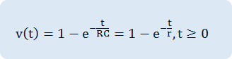 v(t)=1-e  ^{- {t} over {RC}} =1-e  ^{- {t} over {tau }} ,``t GEQ 0