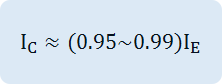 I  _{C} ~ APPROX ~(0.95 SIM 0.99)``I  _{E}