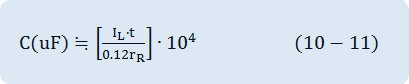 C(uF)≒[(I_L∙t)/〖0.12r〗_R ]∙〖10〗^4