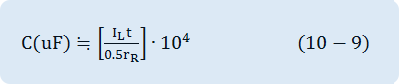 C(uF)≒[(I_L t)/〖0.5r〗_R ]∙〖10〗^4