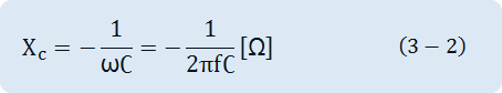 X_c=-1/(ωC)=-1/(2πfC) [ω]°) 