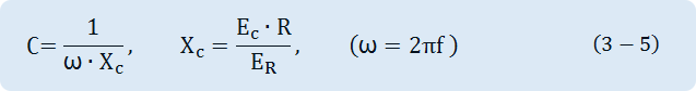 C=1/(Ω∙X_c ),X_c=(E_c∙R)/E_R ,(Ω=2πf )  