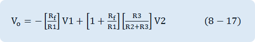 V_o=-[R_f/R1]V1+[1+R_f/R1][R3/(R2+R3)]V2